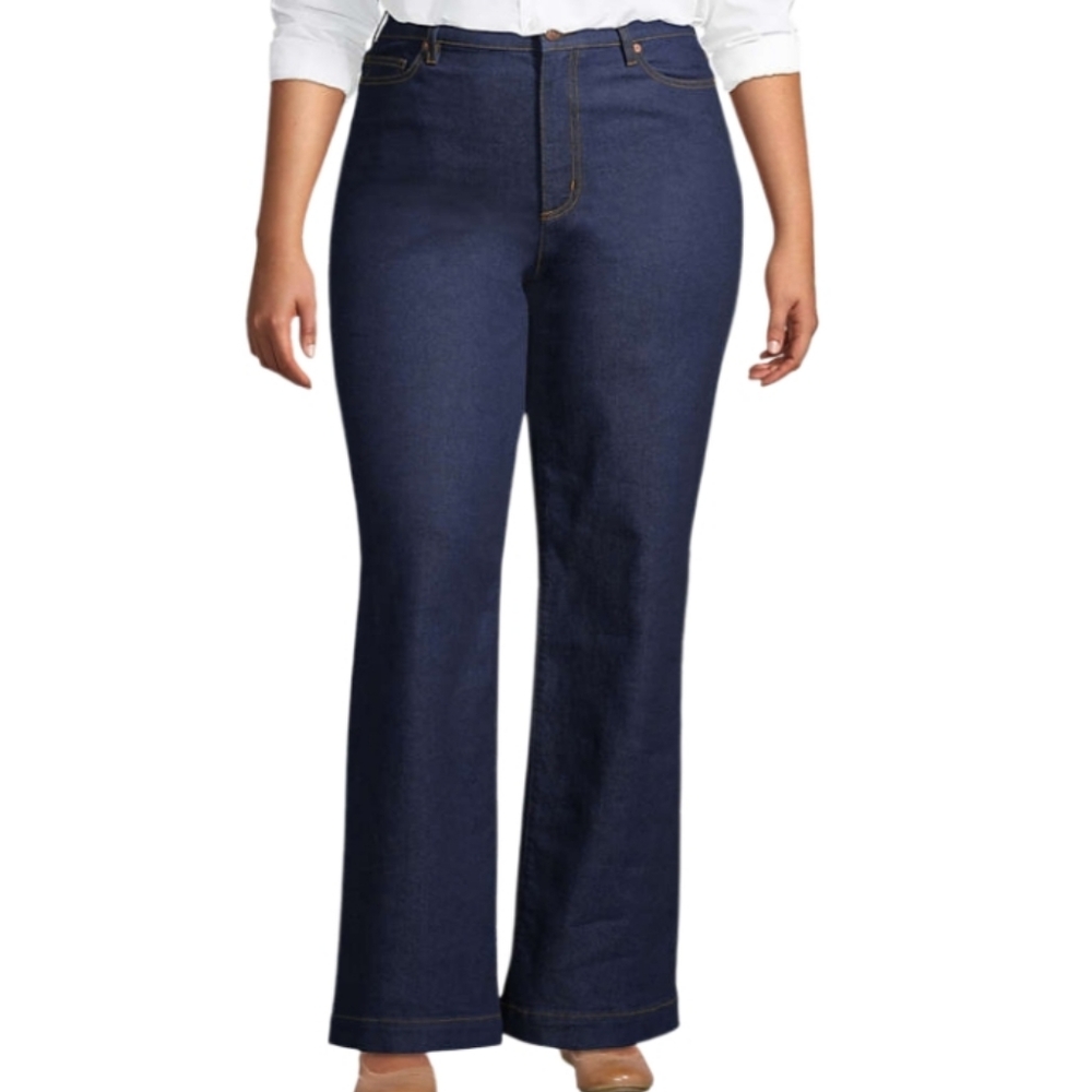 HIGH RISE WIDE-LEG DARK DENIM JEANS SZ 26W NWT